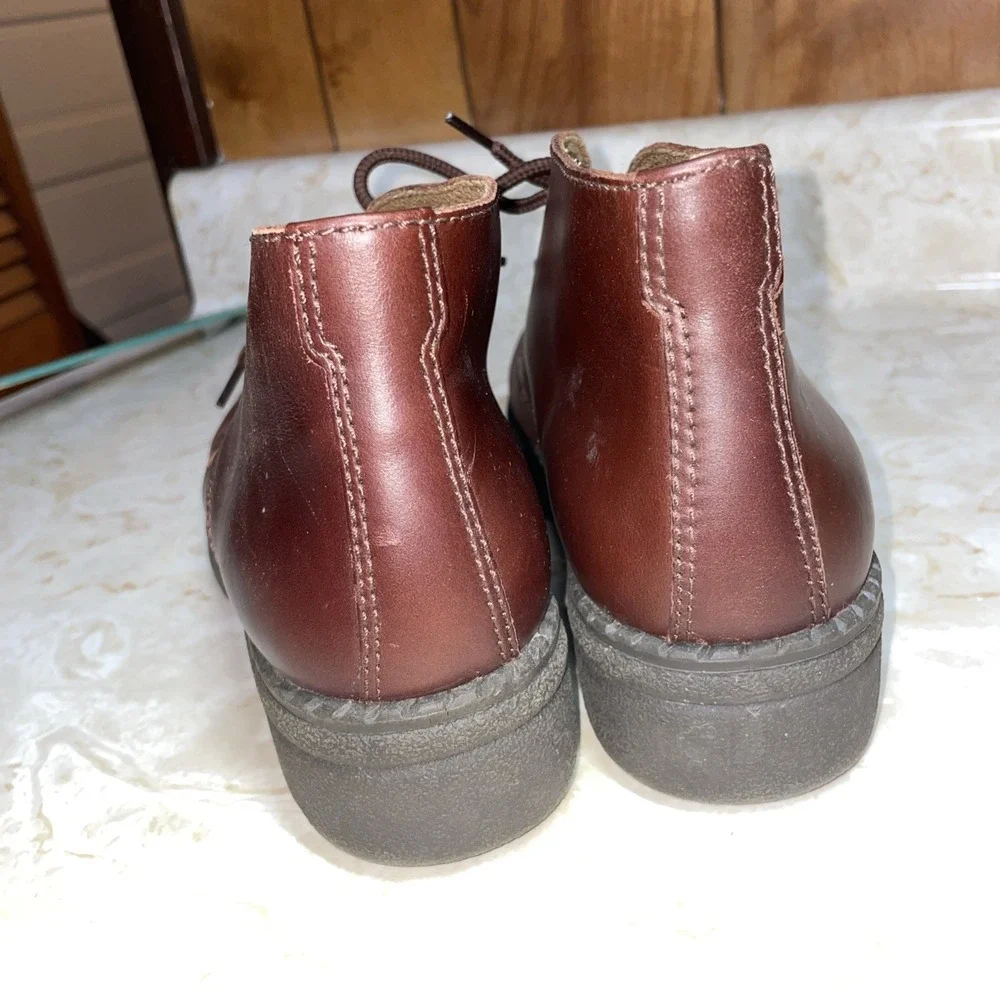 Genuine Sonoma‎ Jean Company Brown Leather Round Toe Ankle Boots 8.5 Chunky Sole